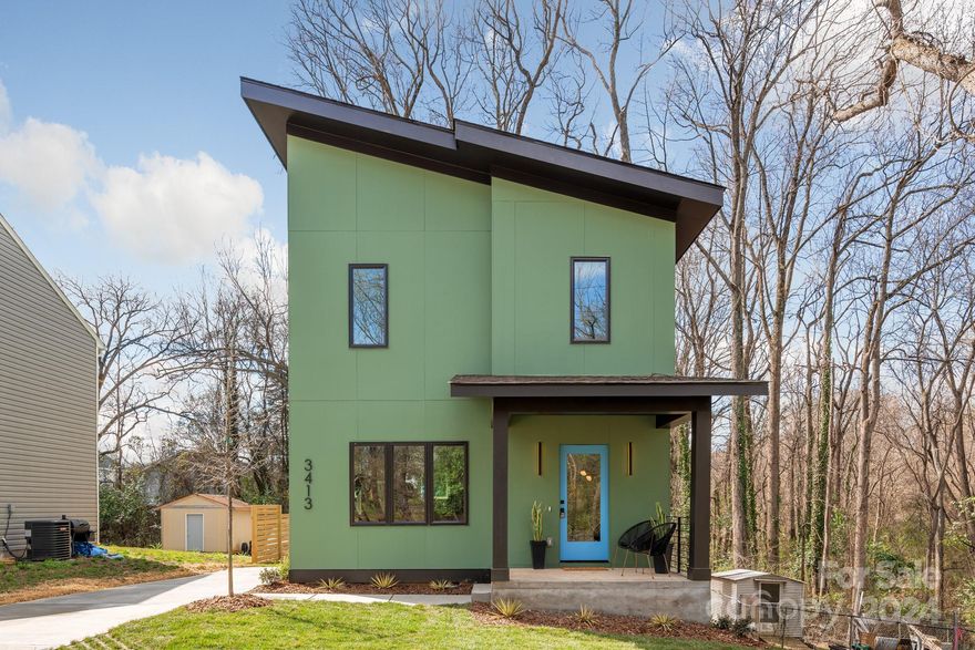 Modern Masterpiece with Impeccable Floorplan. Unique, Infill Private Lot surrounded in the rear by Greenery. Wonderful Open Concept Floorplan Lives Big. Loads of Windows bring in Lots of Natural Light. Beautiful Sleek Kitchen w/ European-Style Doors, Quartzite Countertops, Stainless Steel Appliances, Custom Exhaust Hood. Attention to Detail Throughout including Classic Enduring Finishes: Site-Finished Oak Hardwoods w/ Whitewashed Stain, Black Accents including Custom Metal Railings on Staircase, Vinyl Casement Windows. Primary Suite features Amazing Modern Vaulted Ceiling creating a Spacious Experience. Primary En-Suite Tiled Bathroom features Cool Glassed-In Corner Shower, Dual Vanity, Natural Light with Windows. Two Closets in Primary Suite! Guest Rooms are Ample for Guests, Office or Den. Backyard is quite Green with both Lawn + Trees. Partial Fencing for Privacy from Neighbor. Patio for Entertaining. Sewage Pump Lift Station lifts sewage into City Sewer System.