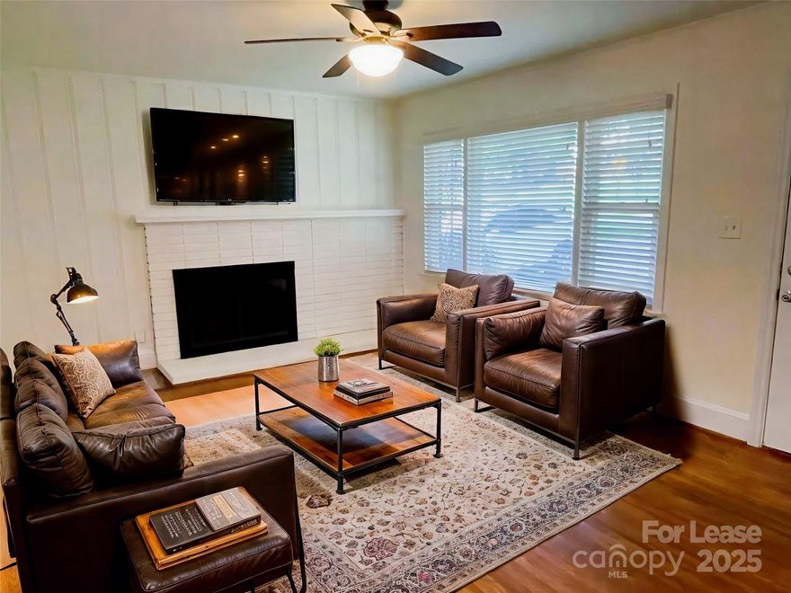 Located in the popular Oakhurst area that encompasses Amity Gardens! Easy commute to Uptown, University, & SouthPark! You will not be disappointed in viewing this property! This time we opened up the back mud room and laundry room. Both areas are heated and cooled to add openness and more room. Prior to this the property went through a six month renovation which included: New kitchen that with: new porcelain tile flooring, subway tile backsplash, granite countertops & under mount sink with pull-out sprayer faucet. All new custom Shaker kitchen cabinets with new stainless steel & black refrigerator, dishwasher, & built-in microwave. Refinished hardwood floors throughout. Refurbished baths included: new tub, tile, vanities, flooring. New interior six panel doors!! New ceiling fans throughout. With 2" custom blinds. New attic stairs. Freshly painted inside. Fenced in backyard. Pet fee is $300. per pet. House is pet friendly call agent for details. ****FIREPLACE IS ONLY FOR AESTHETICS****