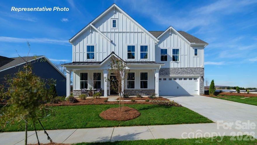 The New Tillery floorplan NOW under construction.  This impressive home starts with an inviting front porch where the entry is flanked by a dining room on one side and an office on the other.  Main floor also has a guest room, full bathroom with walk-in shower, & large family room w/Fireplace open to kitchen w/Island!  Chef's Kitchen boast quartz counters, wall microwave & oven with a gas cooktop sporting a Stainless-Steel Canopy Range Hood.  This home has the Premium Matt Black hardware pkg that pops against warm grey cabinets. 2nd floor has spacious loft, 3 bedrooms, J&J bath, along with the Primary that includes 2 Walk-in closets, separate tub & shower w/dual vanity!  All this and a Large pool & clubhouse to come and only a few minutes to a Lake Wylie boat ramp & park. Home is connected includes programmable thermostat, Z-Wave door lock and wireless light switch, touchscreen control device, automation platform, video doorbell!  All features are subject to change without notice.