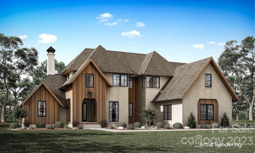 Experience extraordinary design & craftsmanship throughout this luxury estate home on a 1 acre lot backing up to a wooded area with beautiful pool and spa included! Main floor primary suite features a 12' tray ceiling w/ beams, a fabulous bath w/his & her vanities, free standing tub & an impressive 12' dual shower. A laundry area connects the huge closet to the bathroom. Beautiful custom cabinetry, high end appliances, quartz tops, a large island, pantry & a scullery make this a dream kitchen for entertaining. Architectural archways define living areas yet they openly flow into one another. The great room has a 12' ceiling w/beams, a cast stone fireplace surround, built ins & a sliding glass door that opens to a gorgeous outdoor living area w/fireplace, slate tiled floor & screened area. Upper level offers 3 bedrooms with ensuite baths, walk in closets, loft, playroom, 2nd laundry, and a gigantic bonus room and wet bar. Photos are representative of previous build of similar floorplan.