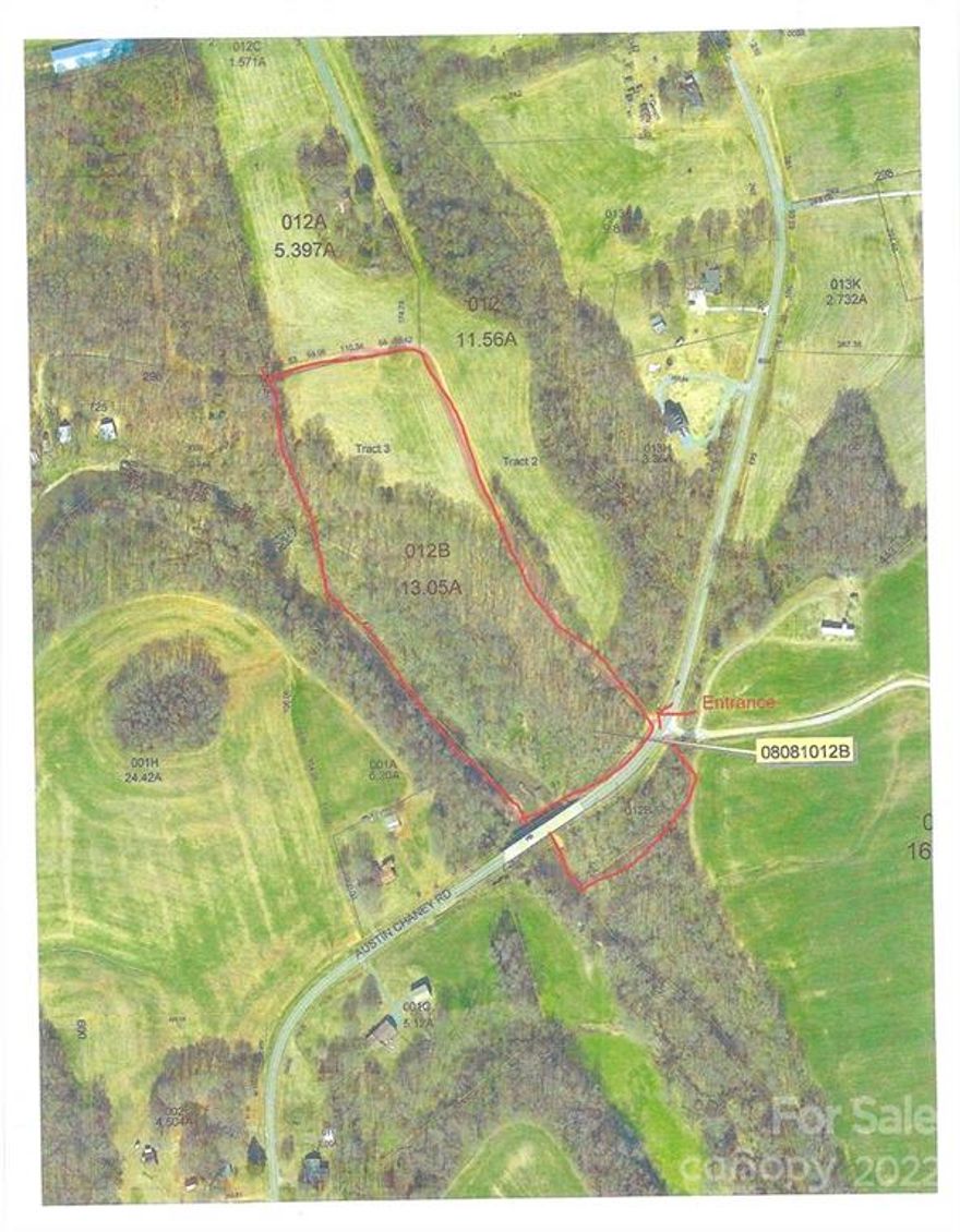 Back on the market at no fault of the seller's buyer backed out Beautiful 13.05 acres of union county land in the highly describable Piedmont school district.  close to Monroe Bypass at Hwy 601 Great spot for your residential paradise or a great investment. Land can be subdivided but will be sold as one parcel. Small Part of the parcel is on across the street. Though land address is listed as Bert Williams Rd you can only access from Austin Chaney Rd. Shared driveway easement. No soil testing done for perk site. 6.32+/- clear of flood plain 6.73 +/- within 100-year-old flood plain. Buyer or buyer's agent to confirm all information. Land is currently leased to local farmer he will have the opportunity to harvest crops already planted should an agreement to purchase the property be reached before harvest season. Best address to type in is 2732-2826 Austin Chaney Rd. Monroe NC 28110 it’s a dirt driveway surrounded by woods next to a cluster of mailboxes. Union County land fill nearby