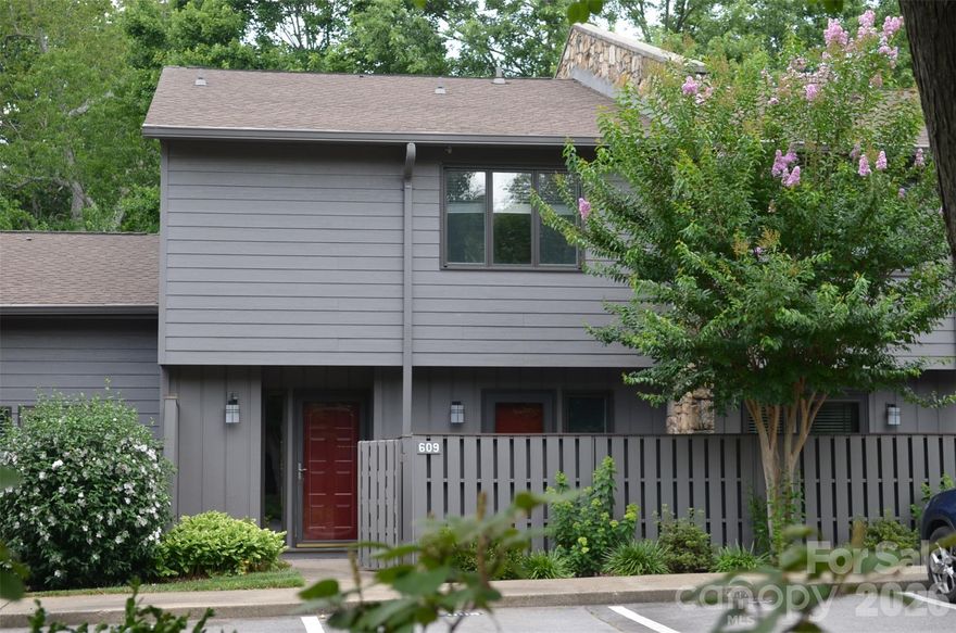 Beautifully renovated home in Crowfields, the premier 55+ community in Asheville. Featuring
two spacious owners suites with ensuite baths, this home has been renovated down to the details
that set it apart. Popcorn ceilings removed and all new flush painted ceiling, a rare find.
Original flat panel doors removed and all new two paneled doors (24 of them) installed.
Additional highlights include new trim work throughout the home, new light grey kitchen
kitchen cabinetry installed with neutral tile backsplash, leathered granite counter tops, stainless
steel appliances in the kitchen, all new vanities and toilets in the bathrooms, and Luxury Vinyl
Plank flooring throughout the home. Enjoy peaceful outdoor living in its expansive 20 ft
screened porch, big enough for a large table and side reading chairs or a full couch set and a
smaller table, whatever suits you to look out onto a beautifully landscaped backyard. Unique to
this unit is a private staircase leaving the screened porch to get to the backyard area. This home
has serene views of community space with plenty of sun, grass, and the sound of the creek water.
This home is ideally located within a short walk to the pool and clubhouse ideal for walking your
pet or just enjoying the outdoors. Agent is related to seller.