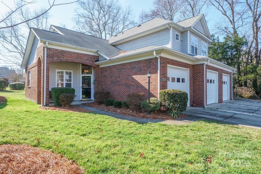 Well cared for by it's original owner, this lovely end-unit townhome boasts natural light and easy living. Spacious layout with 3 bedrooms, 3 and a half bathrooms and multiple closets!!! The main level primary suite provides a tray ceiling, dual vanities, a walk in shower, jetted tub and a walk in closet. Open and upgraded kitchen with granite countertops, stainless steel appliances and a bar top ideal for entertaining.  The cozy back patio has been improved with a glass enclosure perfect for enjoying the serene pond view. This quiet community has nearby shopping and is in a convenient location just minutes to downtown Matthews, Mint Hill and I-485. HOA includes water, sewer, trash and lawn maintenance!