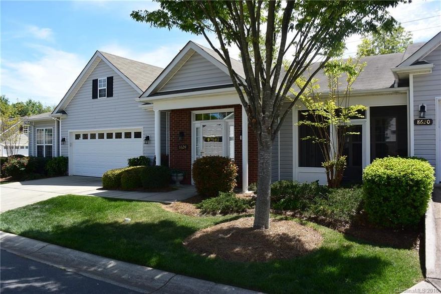 Move in ready 3BR 2BA Villa close to desirable Blakeney, Stonecrest and Ballantyne plus 2 car garage. Spacious Great room with fireplace, dining room. Large kitchen with center island great for entertaining. Includes refrigerator. Large Master suite with walk-in closet. Separate laundry room with laundry sink and closet. Screened porch. Lawn Maintenance included in HOA