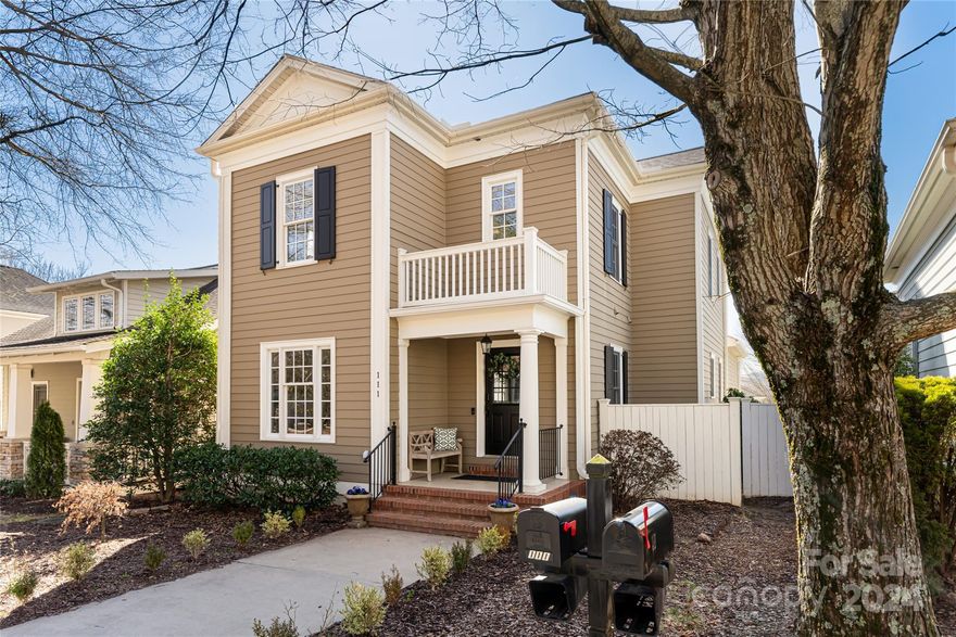 Experience the convenience and allure of Biltmore Park just a short walk from this charming garden home. Its light-filled rooms and versatile floor plan set the stage for easy living whether a full-time residence or mountain escape. Beautiful refinished hardwoods on the main level along with new chic lighting and fresh paint create a warm and welcoming vibe. The cozy living room, complete with a gas fireplace, flows into the eat-in kitchen with stainless steel appliances, granite countertops, and a large center island. Adjacent to the kitchen is a spacious bonus room with a full bath that can serve as a bedroom, office, or a playroom. Upstairs you will find a sizable primary suite, along with two additional bedrooms that share a bathroom, and a conveniently located laundry room. Enjoy privacy on its covered porch overlooking the fenced-in back yard. This low-maintenance, perfectly sized home in the heart of Biltmore Park, provides easy access to all the amenities of South Asheville!