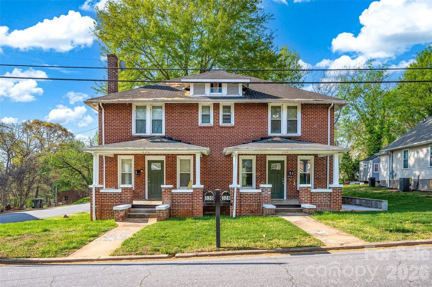 What an amazing opportunity for an investor or for an owner occupant to have a wonderfully maintained duplex in a desirable area; Tenants pay all utilities; The right side is currently for rent in the Canopy MLS at $1300/month; Enjoy the full brick exterior which is just so classic; Covered front porches and covered rear porches; Upgrades to the home include insulated windows and refinished hardwood floors and ceramic tile in both floors; Features include neutral interior paint, classic wood trim throughout, updated bathrooms with tubshowers, elongated toilets and updated vanities/sinks; The kitchens include the refrigerators, microwaves and electric stoves; 2nd floor bedrooms are of good size and each has a closet; The seller makes no representation of the living room fireplaces and whether they function properly; Each side of the duplex has its own walk-down and walk-out unfinished basements with laundry hookups; Tenants can enjoy the rear patio as well as both front and rear covered porches; Gas lines are on the property but they are not hooked up; Come visit this classic, full brick home today!