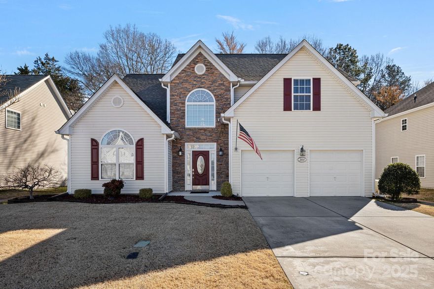 IMPECCABLE & PRISTINE Home!! Custom touches thru-out! Spacious 5-Bedroom, 2.5 Bath home, FEATURES; Engineered Harwood Floors '20, New HVAC '24; Water heater '23; Roof '21! Formal Living Rm w/vaulted Ceiling. Impressive Designer wallcoverings in Dining, Powder & Primary bath! Gourmet Kitchen has granite counters & breakfast bar, tile backsplash! New Stainless appliances include GAS STOVE, DISHWASHER & MICROWAVE! New LED Recessed lights & lighting "Above & below" cabinets. Eat-in Breakfast Rm. Great room features Vaulted Ceiling & Gas log fireplace. Main level Primary Ensuite Bedroom w/deep Tray ceiling, exudes "privacy & comfort". Spa-type primary bath- Carrera Marble dual sink vanity! Modern tile flooring, Sep tub & New walk-in shower w/designer tile & glass accents! 5th Bedroom could easily be Bonus room/Office/Playroom! Powder Rm W/New Vanity. 2-car Garage has "Mini Split" syst. perfect for DIY projects! Fenced yard w/Patio-Shed w/power. Minutes from Lake Wylie & Allison Creek Park