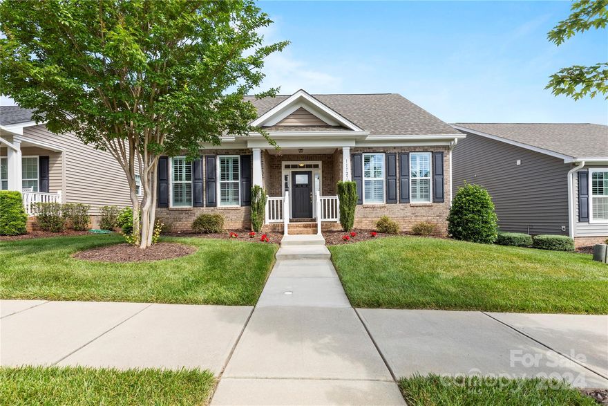 3 Bed, 2 Bath Hunter Model home in Bailey's Glen. Boasting an open floor plan; the living room, kitchen, dining area and sunroom flow seamlessly together. Featuring two additional bedrooms, a spacious primary bedroom with a walk-in closet, 2 car garage with built in ramp for accessibility, and ample storage space throughout. Beautifully updated with new fridge, dishwasher, carpet, baseboards and fresh paint, this home is move-in ready. 

Bailey's Glen Community is a 55+ community with top of the line amenities. The main clubhouse is equipped with a gym, ballroom, craft room, billiards room, game room, library, pool, 5 pickleball courts, putting green, bocce courts and shuffleboard. The community also feature a full craft building with sewing machines, embroidery machines, a full woodworking shop and more!