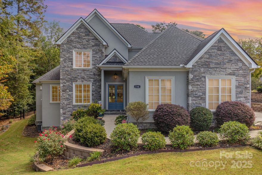 Back on Market at no fault of the seller! 
Welcome to Peaceful 730 Spyglass Way! YES, IT'S ON THE GOLF COURSE!
This stunning custom home on 0.45 acres in Waterford Glen offers a rare combination of serenity and convenience. From the backyard, enjoy a one-of-a-kind view of the 12th hole of the Waterford Golf Course, creating a picturesque backdrop that sets this property apart.
The gorgeous stacked stone and hard stucco exterior exudes timeless elegance, while the thoughtfully designed interior takes open concept living to the next level. The natural light streaming through the numerous oversized windows brighten each space naturally! The kitchen boasts a plethora of white cabinets, stainless steel wall oven/microwave, refrigerator, dishwasher and gas cooktop! The kitchen also has plenty of space to sit at the breakfast bar or add a table for a casual eat-in kitchen experience. The separate dining room has windows overlooking the fenced-in backyard and golf course. The spacious living area has an amazing contemporary gas wall fireplace to warm chilly evenings and create a relaxing ambiance. The primary suite boasts high ceilings, plenty of room for large furniture pieces and it's own bathroom suite. Massive shower, full wall vanity with 2 sinks, separate water closet and walk-in closet provide an aesthetically pleasing visual and relaxing spa-like getaway!
Unwind year-round on the screened-in porch or entertain on the paved patio within the fenced backyard, where you can listen to birds singing and watch them flit from tree to tree. Also enjoy the golfers and people watching as they play the 12th hole. The sliding door out to the screened-in porch stacks on itself creating a large entry area.
A private office area with french doors is perfect for working from home or keeping things in their place! Built-in cabinetry provides more storage to hide many office supplies. 
Upstairs you'll find two more private bedrooms and a shared bathroom with dual-sinks, tub/shower combo and linen closet. A custom closet system was built from a portion of the attic with storage that is unmatched! It does not have it's own vent, however, leaving the door open works to keep it at room temperature.Other walk-in attic areas are accessible from upstairs!  
Waterford Glen offers the best of both worlds—a tranquil, welcoming community that’s just minutes from Rock Hill’s finest shopping, dining, and conveniences. In the summer, enjoy the community pool, a perfect place to cool off, connect with neighbors, and soak up the outdoors. DON'T MISS THIS ONE!