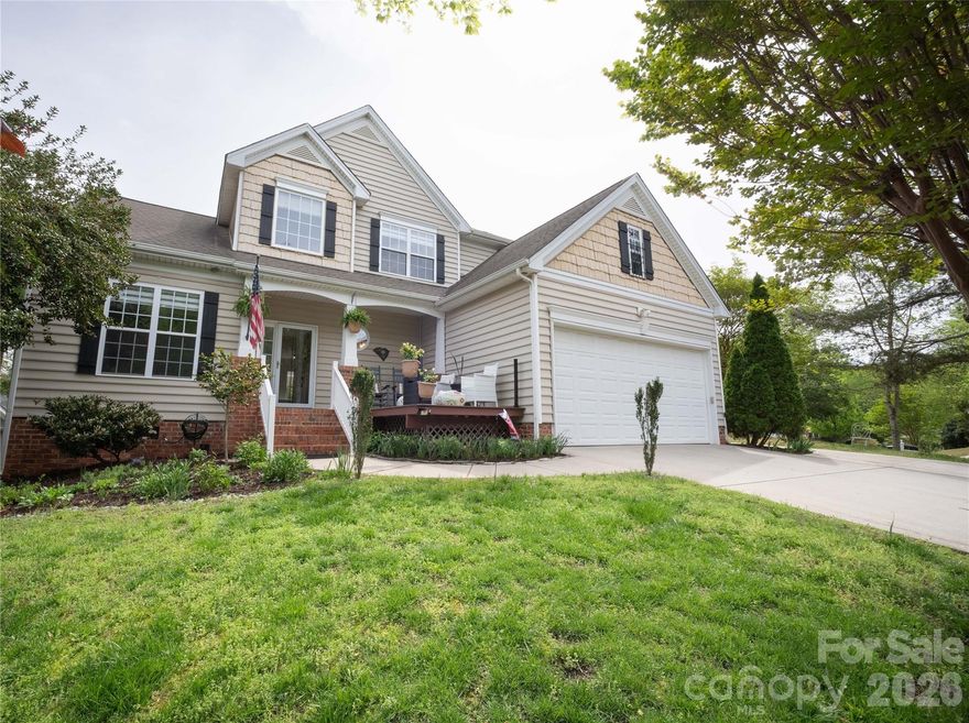 Welcome to this well-maintained 5-bedroom, 3.5-bath brick-and-vinyl home located in the Heron Harbor community of Tega Cay, SC. Situated on a 0.24-acre cul-de-sac lot, 2,737 sq ft residence offers functional living space and no HOA.
Built in 2004, the main level features luxury vinyl plank flooring, a central vacuum system, and an integrated sound system, a primary suite with updated bath, dedicated office with French doors, half bath and laundry room. 
The open-concept kitchen includes granite countertops, stainless steel appliances, gas cooktop, double oven, and large island that opens to the main living area.
Upstairs are four additional bedrooms and two full baths. Two finished attic spaces (not included in heated living area) serving as a dressing room and versatile game room.
Outside, enjoy an oversized deck, fully fenced backyard with mature gardens and trees, sealed crawl space with dehumidifier, oversized driveway and two-car garage coated with epoxy flooring.
Conveniently located in the top-rated Fort Mill School District, with easy access to community pool, clubhouse, tennis/pickleball courts, walking trails, Lake Wylie marina, Baxter Village shopping/dining, Uptown Charlotte, and the airport.