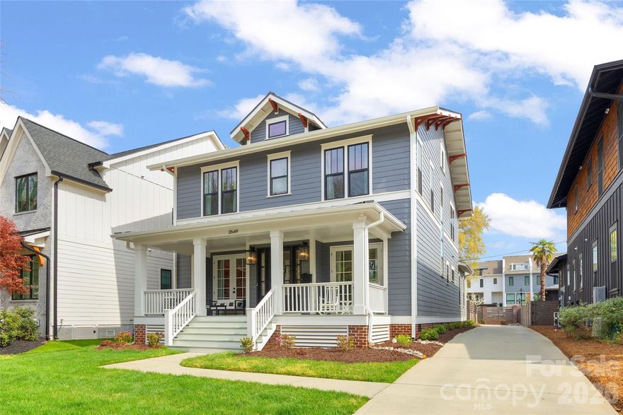 Stunning Craftsman in a great Chantilly location connected by a neighborhood path to the Chantilly Ecological Sanctuary which features 1.6 miles of walking trails and ponds plus all of the included amenities of Chantilly on The Green, which also include walking trails, green spaces, extensive landscaping, a fire pit, dog park, benches, and a gazebo with a grilling station. Inside, tradition meets modern convenience with an open floor plan with fantastic flow through the main living areas, site-finished hardwood floors, and soaring ceilings accented by rough-sawn box-beam rafters. The kitchen boasts a large island and ample counter space, accented by KitchenAid appliances and endless cabinetry storage. The first floor also features a full office and first-floor bedroom with an ensuite bathroom, along with a covered front porch and covered back patio, creating flexible living spaces for many buyers. Upstairs, the light-filled primary suite features dual walk-in closets and the perfect retreat of a bathroom with a soaking tub and dual vanities. On the upper level, you have two bedrooms with en-suite bathrooms and a huge laundry room. With a detached two-car garage and all-new exterior paint, this lightly lived-in, move-in-ready home creates a fantastic location within the neighborhood, plus the convenience of the growing Midwood and Elizabeth neighborhoods minutes away!