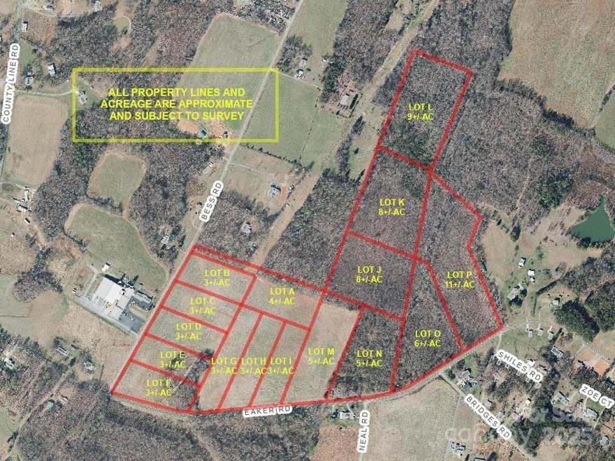 Beautiful 5+/- acre parcel on Eaker Rd featuring a natural wooded setting, gentle contours, and a nice potential homesite. Perfect for building a custom home or creating a private escape in the country. Conveniently situated near Kings Mountain and Bessemer City. Part of a larger tract being subdivided. Minimal restrictions. NO HOA. Additional parcels available.