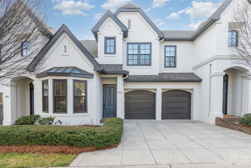 This elegant, European style community greets you with a stunning, gated entry. This outstanding location is nestled perfectly between Cotswold, Eastover and convenient to Uptown, South Park and Myers Park. A rare opportunity with dual primary bedroom options, one upstairs and one downstairs, this condo lives like a townhouse. Updates include fresh paint, new windows, totally refreshed and private patio, both ensuite baths renovated in the past 5 years, new roof, upgraded appliances, tankless water heater, and more. This home offers plenty of living areas for accommodating and entertaining guests and a split bedroom plan for ease in day to day living. Plenty of space, plenty of huge closets, and storage. Upstairs loft area doubles as a bedroom with doors that can be opened or closed. Storage shelving in garage conveys. For those searching for low maintenance living, privacy and the ease of lock-and-leave living, look no further.