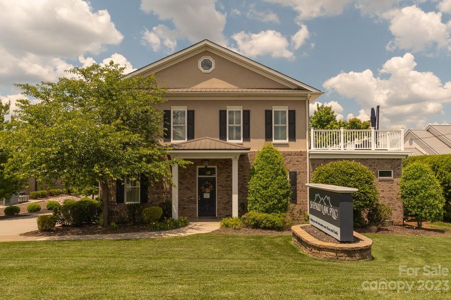 This two story office building is located near the intersection of Poplar Tent and George Liles Pkwy. The Law Firm is consolidating operations in Charlotte so is making this opportunity available for a new business or investor. There could potentially be one business upstairs and one down with a common entry way.  The curtain on the downstairs conference room can be opened for larger gatherings. The roof top terrace is a great feature to gather employees and clients for social time. Over 25 lined parking spaces. The location was previously a Spa and pictures and Floor Plan are available for that use.