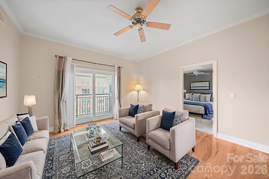 Lovely 1 story 2-bedroom 2 bath condo in the heart of South Park. This home has been impeccably maintained and comes with a highly sought after deeded storage unit and 1 deeded parking space. The interior was completely painted, and they added brand new carpet in both bedrooms and new ceiling lights, a dining room light and 2 new ceiling fans in January 2026. It has a new refrigerator, a range and new AC in 2025. Walk into an Open Floor Plan with wood flooring in the main living area and a highly desired flex room, the kitchen is open to the living room with a large counter height island for sitting and easy food prep. The owner's suite has a large walk-in closet and an expansive private bathroom with a walk-in shower. The 2nd bedroom has room for a bedroom and an office or sitting area and a big walk-in closet. It is connected to the 2nd bathroom with a tub/shower. Washer/dryer and refrigerator are included. The community has amenities that feature a business center, fitness center, outdoor grills & fireplace and a pool. Walk to restaurants like Yama, Yafo Kitchen, Mano Bella Bistro, Firebirds, shops, Anne Neilson Fine Art, Barnes & Noble with a Starbucks and a short drive or walk to grocery, pharmacy and South Park Mall & Specialty Shops SouthPark. Financing needs to be a non-conventional loan or cash. Secure Building with fob access.