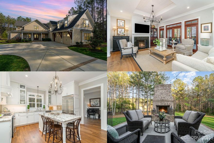 Charming rustic-modern dream home featuring picturesque columned porch, multiple gables, plantation shutters, captivating roof line & brick & stone accents. Sprawling 1st floor boasts over 2,000sft of living space. Open living room, kitchen w/island & practical u-shaped counter plan, formal dining, laundry & mud room, primary suite all located on 1st floor. Serene primary opens to covered patio. Upstairs, 2 bedrooms w/private baths, a storage closet/office, & enormous multi-level bonus room. Additional features: sealed crawlspace, spray foam insulation, tankless water heater, & energy-efficient HVAC units. 2 gas fireplaces, 10-foot ceilings on main level & vaulted ceilings on upper. Outdoor area w/water views & serene nature preserve in backyard & private man-made wooded walking trail. Resort-style amenity center w gym, tennis courts, pickleball, yoga, biking & swimming. 3 car garage + over 600sft of unfinished walk-up space is plumbed/wired. One of the best lots in the neighborhood!