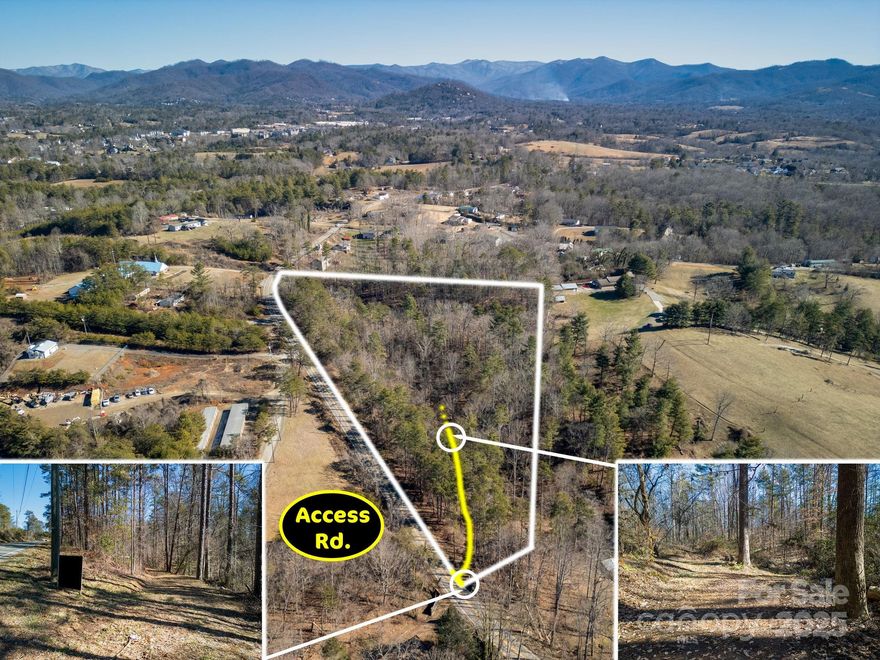 Great 9 acres on Monticello Rd easily accessible 2 minutes to Interstate 26, 2.25 miles west of downtown Weaverville and 8 miles north of Asheville. This 9 acre unrestricted parcel is gently sloping with some flatter areas, has lots of big beautiful trees and a cleared portion along a utility easement. Easily accessible off Monticello Rd (look for our company sign) via a gentle driveway and approx 1560ft of road frontage - so easy access, park and walk in. All of this and just 3-5 minutes to the new Advent Health hospital forthcoming in 2027! Acreage recently surveyed in Jan 2025 - both the survey and soil report on file so bring your vision! Perfect for high visibility or private pursuits (RV, camper, barn, storage, cottages, farm etc!). Adjacent 14acres for sale see MLS #4263686 - combine for 25 acres!