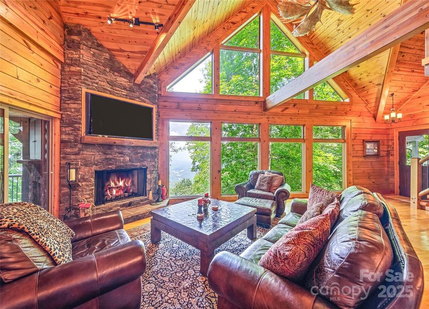 The beautiful setting of this log home brings a sensation of peace. There is a long range view of Lake Junaluska. The home is well designed and beautifully furnished. It includes 2 primary suites and 2 other bedrooms, 3.5 baths, 2 Great Rooms, a fantastic kitchen plus a loft. This is a one of a kind dream home. Furniture and accessories are included with some exceptions. All pots and pans, sheets and towels and bedspreads are included to make the home move in ready. Located at 4,600 feet elevation to enjoy the cool summer weather.