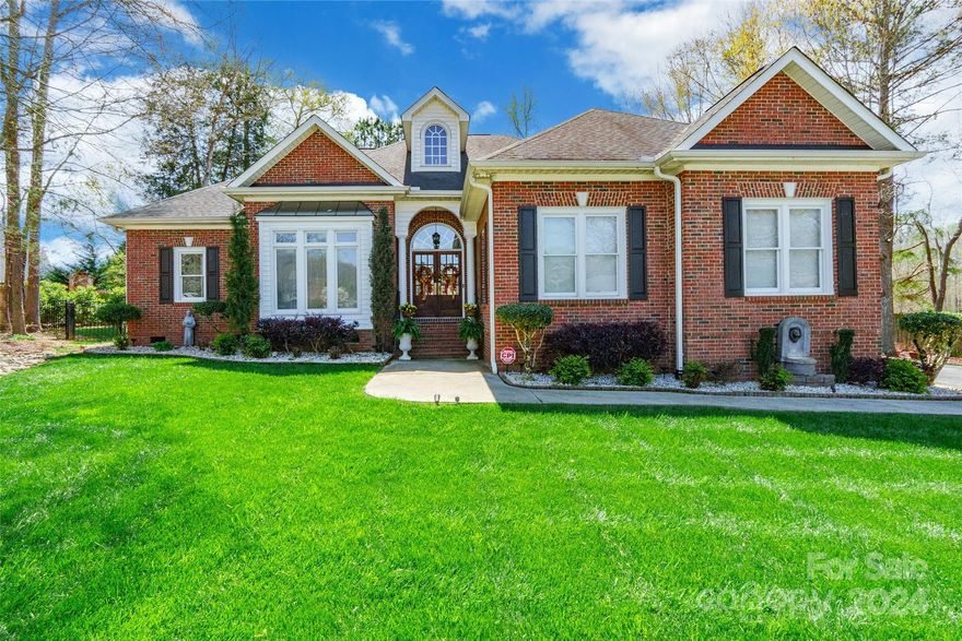 Experience luxury living in this stunning 3 bedroom, 2.5 bathroom brick ranch home. From the moment you arrive, the curb appeal captivates with its charm. Step inside to discover hardwood floors in the main living areas, 10-foot ceilings, and a cozy fireplace in the living room. The kitchen boasts stainless steel appliances, a walk-in pantry, granite countertops and a keeping room, perfect for entertaining! Outside, indulge in the oasis-like atmosphere with a gorgeous built-in pool and an adorable covered entertainment area, a firepit, shed, and fenced backyard. The inground mineral pool with cover is just 3 years old! Additional features include a tankless hot water heater (2 years old) and a newer HVAC installed in 2023. Situated on 2 combined lots, totaling just under 1 acre, the private backyard overlooks a serene pond on a cul-de-sac lot. Don't miss the opportunity to own this one-of-a-kind property - it's truly a  must-see!