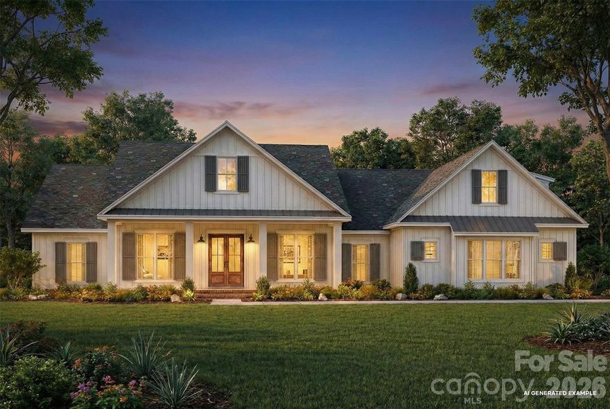 TO BE BUILT! This is your chance to own one of only three homes being built by Riddle Custom Homes on spacious 3+ acre lots in an unbeatable location! Nestled in a serene rural setting, this stunning ranch home with a bonus option offers the perfect blend of tranquility and convenience. Located just 18 minutes from downtown Charlotte, 17 minutes from Huntersville, 10 minutes from Lake Norman, and only 5 minutes from Denver, you'll enjoy easy access to vibrant city life, shopping, dining, and outdoor recreation. This thoughtfully designed home features 4 bedrooms and 3 full bathrooms. This ranch style floorplan boasts an open-concept kitchen, dining, and great room, along with three bedrooms, including a luxurious primary suite. Start your mornings with coffee on the charming front or back covered porch, soaking in the peaceful surroundings. Every detail has been carefully considered, from the gourmet kitchen with double ovens to the walk-in tile shower and custom closets in the owner's suite. Pools and detached garages/shops are allowed, and with no HOA or restrictions, you have the freedom to make this property truly your own. Don't miss this rare opportunity to build your dream home in a prime location that offers both rural charm and proximity to downtown Charlotte. Buyers will need a construction-to-perm loan and builder is accredited with two local lenders, reach out to listing agent for details. Photos & floorplan are renderings and approximate, bonus is not including in this pricing but can be added for additional charge. Front of the home will have smooth Hardi with Batton Strips and other three sides will have horizontal textures Hardi. Estimated build time is 10-12 months.