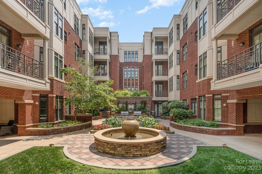 Beautiful updated first floor unit in Tranquil Court condos in Myers Park. Close to Park Road Shopping Center and SouthPark. Open living floor plan includes dining area and living room. Partition separates the bedroom from the living room to create more privacy. Full bathroom offers a large standing shower and granite countertops with a walk in closet. Freshly painted unit with new appliances and ready to move in today! You have your own private outdoor access to the unit that leads to the parking deck. Building offers on-site fitness center, BBQ grills w/an outdoor dining area and outdoor fireplace with seating in the landscaped courtyard. Easy access to the Sugar Creek Greenway and many more shops and restaurants!