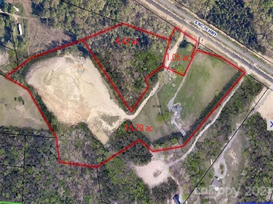 Incredible potential commercial development opportunity! Three parcels totaling 22 +/- acres located on S Hwy 16 with almost 400 feet road frontage.  Parcels include: 366801278952 (16.79 acres), 366801286294 (1.05 acres), 366801286220 (4.42 acres) Property is convenient to Hickory, Denver, & Charlotte.  Must have an appointment to enter property.