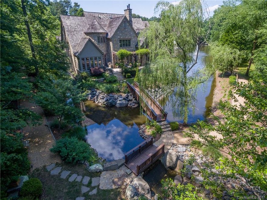 One of the most Charming & Captivating neighborhoods in Charlotte! Gated & tucked in the back of desirable  Pellyn Wood, Courance offers privacy & ambiance like no other w/cobblestone streets, gas lanterns, breathtaking architecture. Gourmet kitchen opens to keeping rm, main level master suite, versatile 3rd level, 3 brms on 2nd floor & bonus rm, space above garage can be finished. Multiple outdoor areas including a picturesque bridge leading to a fabulous stone patio w/Fplace & cooking area.