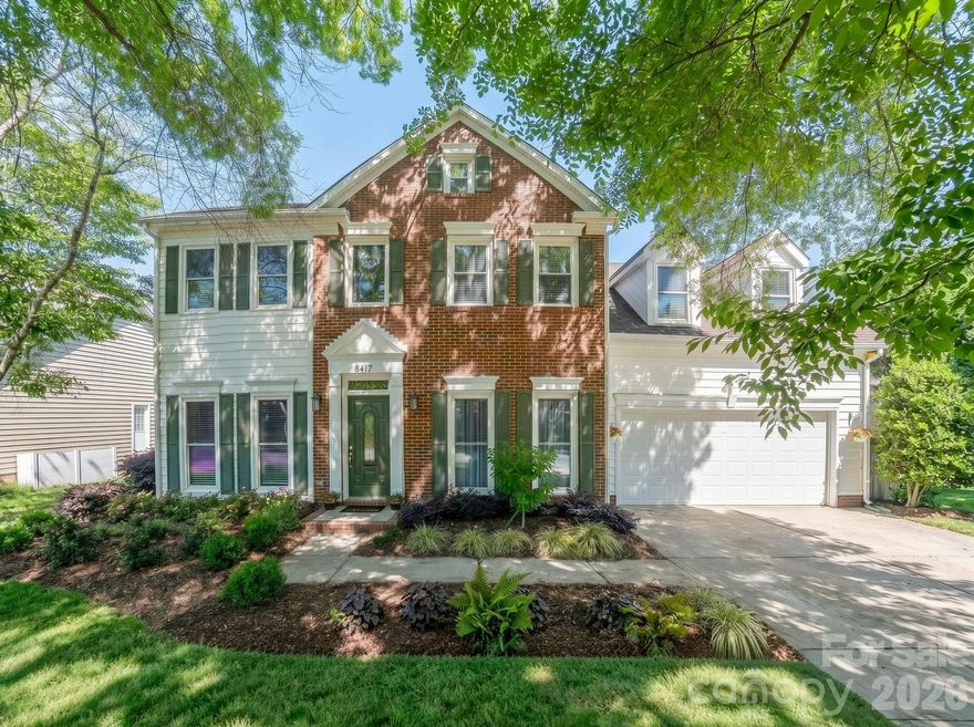 Welcome to Landen Meadows in the heart of Ballantyne—where thoughtful design, modern updates, and community charm come together beautifully.  Be prepared to be WOWED when you walk into this home!  This well-appointed home makes the most of every square foot, beginning with rich hardwood floors that flow through an open living area and into an oversized, chef-inspired kitchen. Gas appliances, abundant cabinetry, extensive counter space, and a custom-built island create the perfect setting for everyday cooking and memorable gatherings. A dedicated office with a custom desk and a separate dining room provide the flexibility and function today’s lifestyle demands. A pantry, full laundry room, and convenient half bath complete the main level.

Step outside to your own private oasis. Lush landscaping, a tranquil water feature, and a spacious deck set the stage for outdoor entertaining or quiet relaxation. The flat, fenced-in yard is ideal for play, pets, and yard games—and the oversized, powered storage shed offers plenty of room for all your gear.  The attached, two-car garage, features custom shelving and a workbench.  

Upstairs, the expansive primary suite impresses with vaulted ceilings, a generous walk-in closet, and an updated spa-like bathroom featuring a large tiled walk-in shower and dual vanity. Two additional bedrooms and a full bath provide comfortable space for family or guests. The fourth bedroom—currently used as a bonus room—offers even more flexibility and includes easy walk-in attic access for seasonal storage.

Landen Meadows is a highly desirable neighborhood known for its amenities: a community pool, pickleball, tennis and basketball courts, and a welcoming playground. Directly across the street, a large common area offers soccer goals, disc golf, and wide-open space to unwind—some even use it as a casual driving range.

And one more major perk: the popcorn ceilings so common in homes of this era have been completely removed. Not a trace remains at 8417 Newton Lane.  This home is in pristine condition.   See it today!

This home truly has it all—comfort, updates, community, and location. Make it yours today!  Go here for virtual tour:  https://drive.google.com/file/d/1pwNo