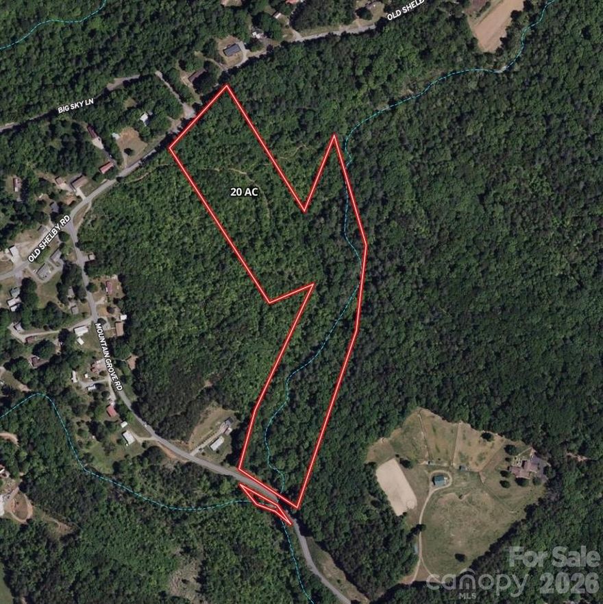 Beautiful 20 acre lot located on Old Shelby Rd in Catawba County. This parcel is gently sloping towards the rear. It is densely wooded and has a creek that runs north to south along the rear of the property. There are a few beautiful building sites along the Old Shelby Road portion of the property. This lot is a portion of a larger parcel (Catawba County PID 278103408434) and will need to be surveyed and subdivided prior to closing.