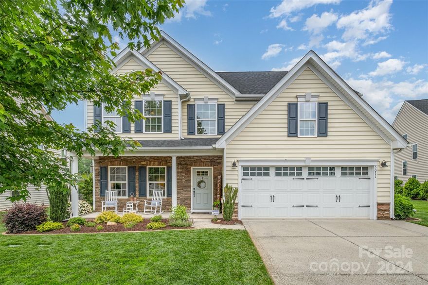 Move in ready, well-maintained home, nestled on a private cul-de-sac lot in the highly desirable Rosemont neighborhood! The heart of the home is in the well-appointed kitchen w/an oversized island, gas cooking, granite counters, SS appliances & walk-in pantry. The spacious dining area transitions to the patio leading to the flat backyard that beckons with custom-designed private landscaping, creating a serene oasis for relaxation. The family room features a beautiful stone fireplace & pre-finished hardwood floors flow throughout the main level. The spacious primary bedroom on the main is complete with a gracious en-suite bath.  A dedicated office/flex room provides a quiet retreat or a play area. The 2nd floor opens up to a large loft, three more bedrooms, an additional bath & large walk in attic.  Amazing neighborhood amenities with tennis & basketball courts, playground, clubhouse, & a large pool with designated kids area. Quick access to shopping and restaurants!