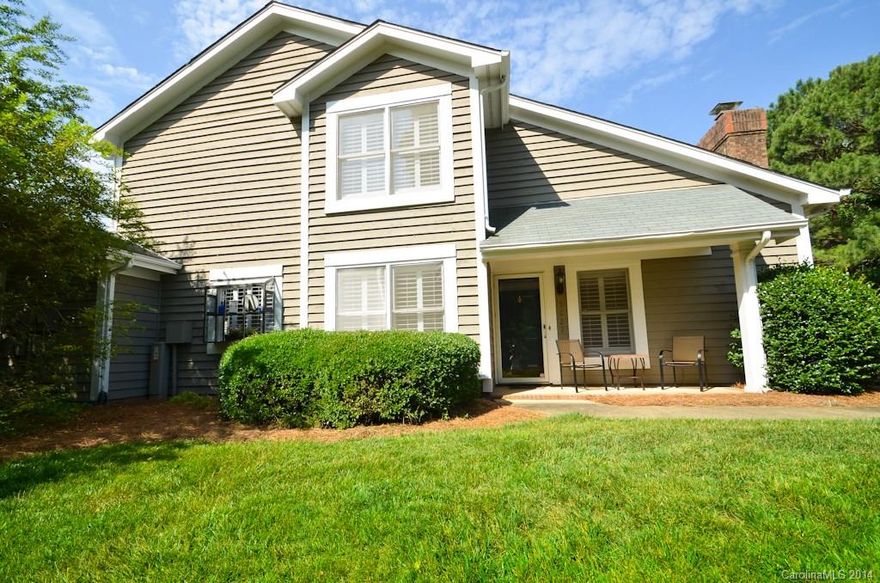 Lovely move in ready townhome in great location. Popular floor plan and spacious courtyard w/deck, patio and freshly painted fence. Hardwood on main floor and stairs and 3"wood shutters throughout. Floor refinished, carpet cleaned and many rooms and closets freshly painted. Appliances 2 years old and outside a/c replaced 5 yrs ago. Bright 2 story great room with fireplace. Freshly painted garage w/new quiet opener. The Gates has nice amenities and boasts some of the greenest foliage in Charlotte. Walk to Quail Corners. Close to Southpark.