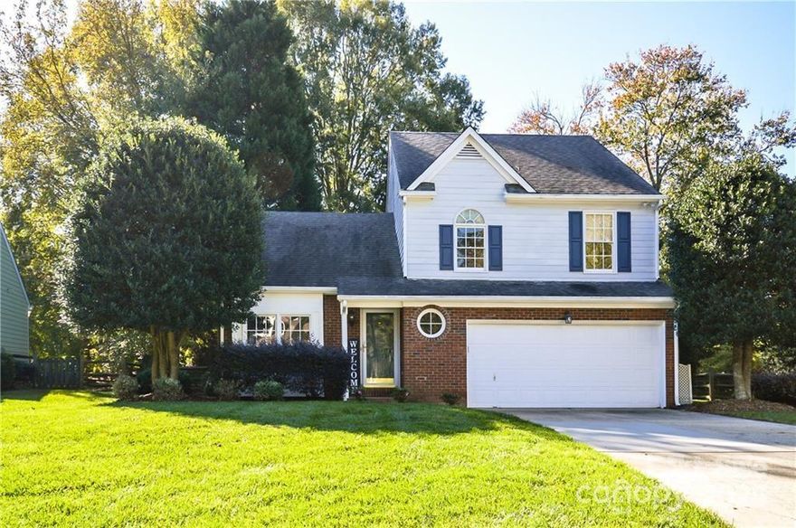 Cozy home in popular Cambridge Grove. Freshly painted and newer carpet throughout. New HVAC installed 2019  and 8 new first floor windows installed 2020. Full kitchen of newer stainless steel appliances,  Front entry opens into a unique vaulted living space open kitchen to family room with a wood burning fireplace . Fenced backyard (fully irrigated) and huge stamped concrete patio.  Access I-77 in 5 minutes! Great Community amenities.
