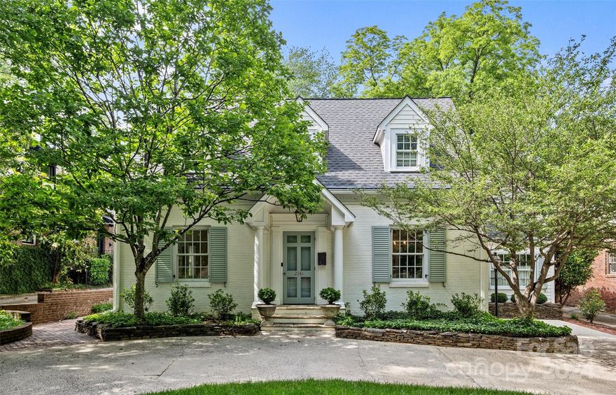 Classic cape cod style home in the heart of Myers Park! This 4 bedroom home is full of charm featuring 9’ ceilings, hardwood floors and a large .5 acre lot. Renovated in 2021, the gorgeous kitchen boasts leathered quartzite countertops with top of the line appliances and ample storage. The kitchen opens into the spacious family room which features custom built-ins and a wall of windows, allowing for an abundance of natural light and the ease of entertaining onto the patio. The main floor primary suite features dual vanities, large shower, and walk in closet. Three secondary bedrooms upstairs with custom closets and updated bathroom. The oversized backyard features an expansive paver patio, beautiful mature landscaping with lighting, and tons of privacy. The side entrance leads into a charming mudroom complete with locker storage and laundry. Enjoy incredible access to some of Charlotte's best restaurants, shops, and the Greenway.