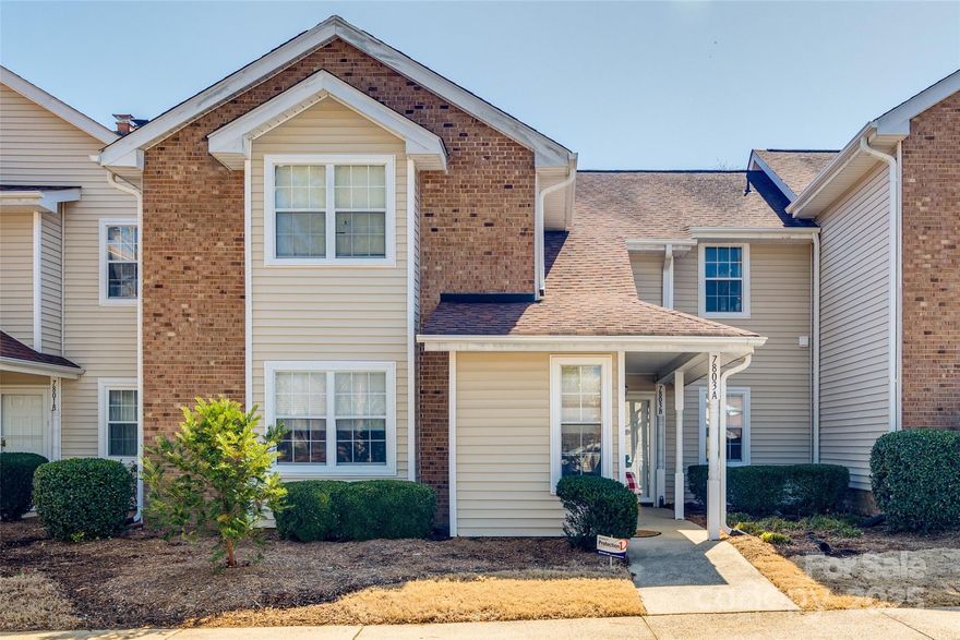 Charming South Charlotte Retreat! This cozy 2-bedroom, 2-bathroom condo, nestled on the main level of Renaissance Gardens, offers the perfect blend of comfort and convenience. Just a few minutes away from parks, shopping, and dining, you'll love how easy it is to get around. The light-filled living room feels warm and inviting, complete with a wood-burning fireplace – perfect for cozy evenings. The kitchen is a dream, with stainless steel appliances and stylish wood vinyl plank flooring, while the living room and bedrooms are outfitted with soft carpet for added comfort. The peaceful primary bedroom features a walk-in closet and a lovely en-suite with a walk-in shower. The second bedroom, with its dual closets, has direct access to the bath. For added convenience, there's an outdoor storage closet. The HOA covers water, sewer, exterior maintenance, lawn care, and access to the neighborhood pool. Plus, there are two assigned parking spaces and plenty of guest parking.