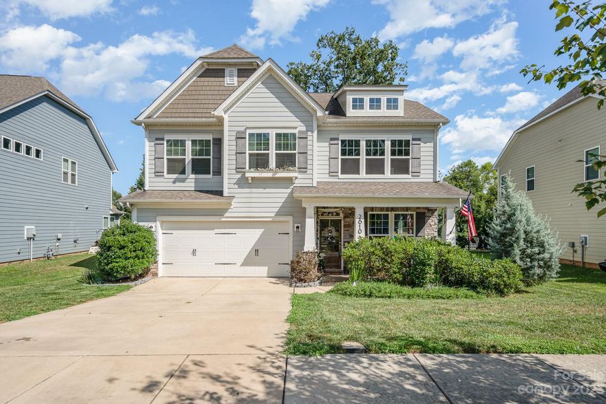 Charming home in sought out community and terrific school district! *****5 bedroom home **5th used as a  study/future bedroom on main level!! Enjoy rocking chair front porch as you enter home and foyer.  Large designated office space or future bedroom if needed with French glass doors.  Wide open floor plan boasts tons of natural light through entire home but especially the downstairs!  Enjoy cozy living room fire place in the evenings or entertaining in this open area to kitchen and dining room.  Kitchen island seats 3 and dining room table can open up for larger seating!  Primary suite with vaulted ceiling has so much space you could fit a couch and California king bed!  Primary bath has soaker tub and separate shower, private commode and door, just another checked box with this home!  Secondary bedrooms are all large especially the bedroom/bonus!   Backyard is whatever you want it to be.  Flat open usable space!!