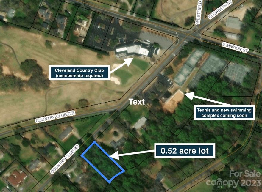 Location, location, location! Nice vacant lot in established neighborhood just steps from the Cleveland Country Club (membership required). With a new swim and tennis complex coming soon, all of the amenities will be right at your doorstep!  The lot slopes to the creek at the back property line, and the mature trees give tons of privacy. Easy access to Hwy 74 and all of Shelby's business, cultural, medical, and entertainment options!  Come build your dream home in the City of Pleasant Living! City of Shelby water, sewer, gas, and trash available.  Electricity available through Duke Energy.  No HOA. Manufactured home restrictions apply.