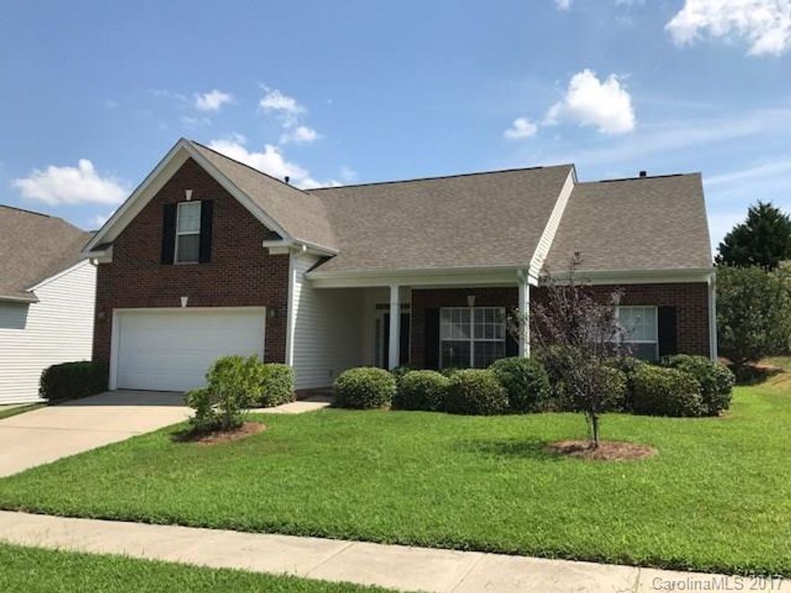 Just south of Ballantyne in a great community with low Lancaster County taxes.  This home features a covered front porch, 9 ft and 10 ft ceilings on first level, open floor plan with large kitchen, all appliances, roomy master suite with walk in closet and master bath with garden tub and separate shower.  Bedroom over garage could be used as bonus room. Oversize patio in back with landscaped yard. New roof 2014, new A/C 2017.