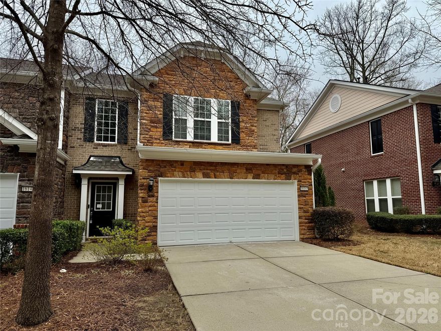 **Beautiful end-unit townhome in Ardrey Kell Villages, ideally located in the heart of the Ballantyne area.** Tucked away on a quiet cul-de-sac and bordered by natural areas in both the front and rear, this home offers a rare combination of privacy and convenience.

Inside, enjoy a bright, open floor plan with hardwood floors on the main level, extensive trim work, and thoughtful upgrades throughout. The kitchen features granite countertops, stainless steel appliances with gas cooking, and ample cabinetry, flowing seamlessly into the dining area and private patio—perfect for entertaining or relaxing outdoors.

Upstairs, the spacious primary suite offers vaulted ceilings, a large walk-in closet, and a well-appointed bath with dual granite vanities, soaking tub, and separate shower. Two additional bedrooms and a full bath provide flexibility for guests, home office, or bonus space.

Low-maintenance living with exterior upkeep included by the HOA, plus easy access to community pool. Only a short distance  by foot to Ballantyne shopping, dining, grocery stores, and top-rated schools, this end-unit stands out for its location, privacy, and move-in-ready condition.