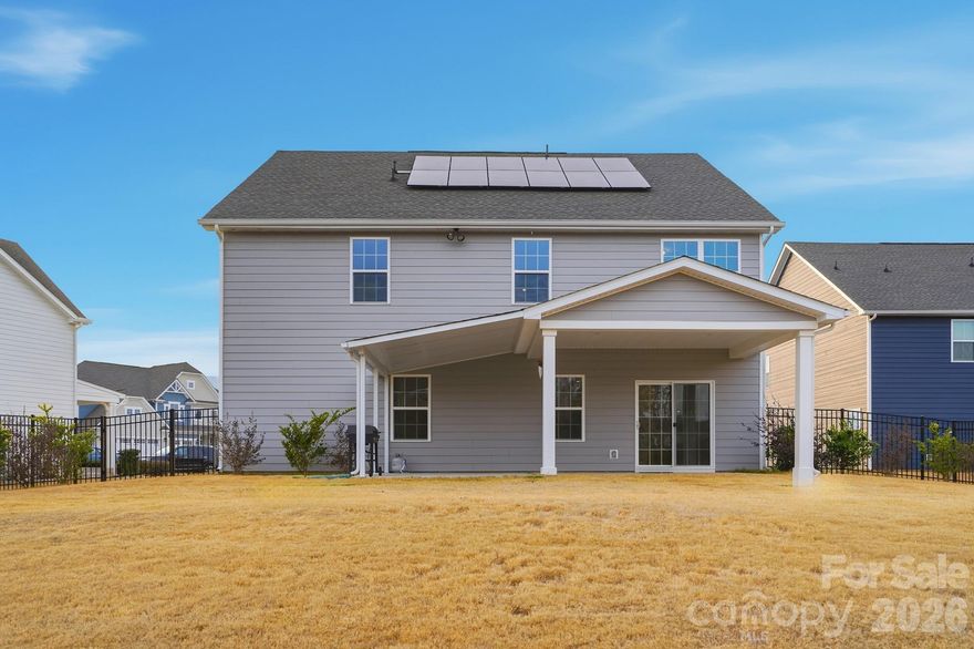 Wow! Stylish cul-de sac home in the highly desirable Ansley Park community! Built in 2021, this property features a popular floor plan with a spacious kitchen opening to the living area; ideal for both everyday living and entertaining. The kitchen features gleaming quartz countertops, stainless steel appliances, a walk-in pantry, ample cabinetry, and a massive center island. LVP flooring runs throughout the main living areas and into the first-floor office. 
The spacious primary bedroom is located upstairs, along with 3 additional generously sized secondary bedrooms. The primary suite provides a relaxing retreat with a spa-like bath and two sizable walk-in closets. The upstairs loft space offers maximum flexibility for work, play, or hobbies. The laundry room is conveniently located on the second floor as well for maximum efficiency. 

Enjoy South Carolina outdoor living year-round on the extended covered porch, overlooking a backyard perfect for relaxation and gatherings. This home also features solar panels that have been paid off, providing energy efficiency and cost savings. Stay at home and enjoy your peaceful backyard, or spend some time enjoying the fantastic neighborhood amenities at the outdoor pool, playground, and clubhouse.

Ansley Park is conveniently located near Indian Land shopping, the brand new Target and Costco, dining, top-rated schools, close to the MUSC hospital and medical pavilion coming to Indian Land, and just a short drive to Ballantyne, Fort Mill, or Waxhaw. Don’t miss the golden opportunity to call this house your home!