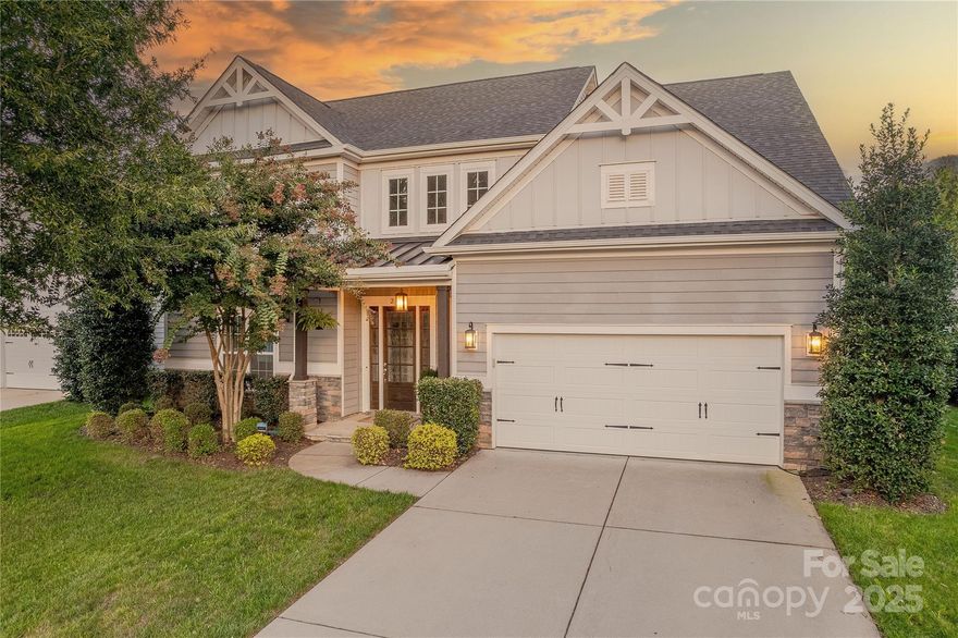 One-of-a-Kind Designer Home in Habersham! This meticulously updated Shea home sits on a private lot and showcases custom hardwood floors throughout, designer accents & abundant natural light. A grand 2-story foyer opens to a 2-story dining room with craftsman accent wall.  The gourmet kitchen features oversized Chef’s island with farmhouse sink, quartz counters, 42” cabinetry, stainless appliances, gas cooktop and exterior venting hood. The great room features built-ins, gas fireplace, and wired indoor/outdoor speakers. Main level includes a convenient guest suite plus French door–enclosed flex room with modern accent wall. The natural light filled primary suite boasts vaulted ceiling, spa bath including separate vanities, garden tub, glass enclosed tile shower & custom walk-in closet. The two additional generously sized secondary bedrooms also offer custom closets.  Versatile open loft with accent wall. Outdoor living includes a covered lanai, paver patio with fire pit, and private fenced backyard with mature privacy landscaping. Community features pool, clubhouse, playground, pond and trails coupled with award-winning Fort Mill schools and prime location near premier shopping/dining. This home is a rare find and must see!