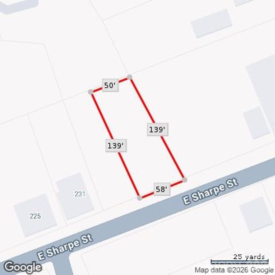 Two adjacent parcels being sold together at 235 & 237 E Sharp Street in Statesville, offered as a single residential opportunity and priced  ($14,500 per lot, $29,000 TOTAL) accordingly. Per seller knowledge, 235 E Sharp Street is believed to be buildable, while 237 E Sharp Street contains a drainage ditch and will require further evaluation. The buildability of 237 E Sharp is uncertain and will require a survey and consultation with the City of Statesville regarding required buffers and development standards.

Both parcels are being conveyed together and are priced as one buildable lot, with the potential that a buyer may be able to utilize both parcels subject to City approval. No representations are being made that both lots are buildable, and buyers are encouraged to complete their own due diligence with the City prior to closing.

City water and sewer are available, with tap fees required. Ideal opportunity for a builder, investor, or buyer looking for an infill project with upside potential in an established area of Statesville.

Buyer to verify zoning, setbacks, utility connection requirements, buffer impacts, and buildability with the City of Statesville.