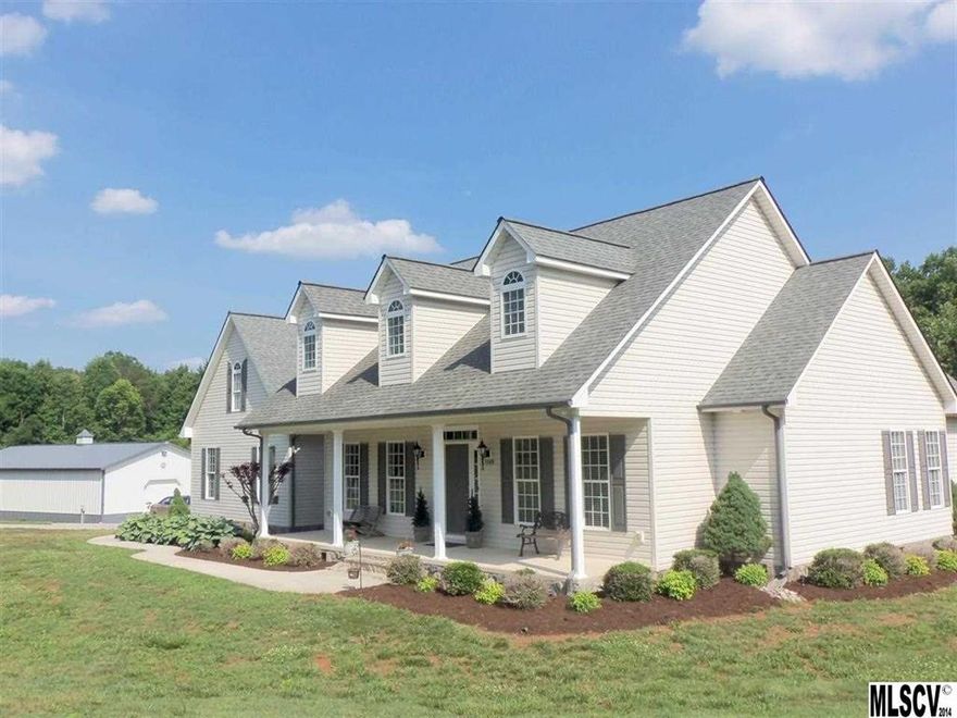 Country setting Beautiful Cape Cod home.(1.34story) Stick Built with over 8ac of land You will love all of it! The home features wood flooring, trey and catheral ceilings,recessed lighting,Rock fireplace. Formal living & formal dining . Open kitchen with oak cabinets. Kitchen nook with bay window gives a great view of the garden spot,and beautiful trees. Large laundry room with sink&cabinets. Surround sound throughout.The master bedroom has walk in closet and master bath has jet tub ,separate shower &long double vanity. Home has 2 heat pumps. Attic has storage space. The acreage is approx 2 & a half ac wooded with Creek along back tree line. Building is 30x60 with 200 amp has wash valve and drain. Security system. Lots of room inside and out.369900