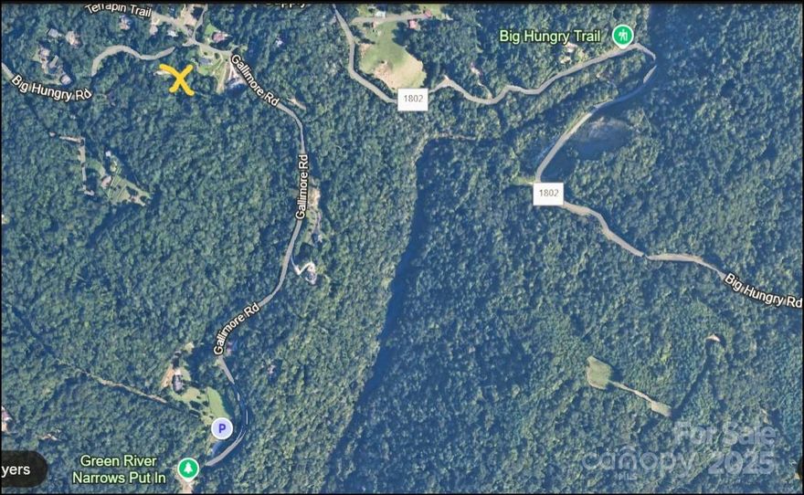 Perfect harmony - adventure & tranquility, rare opportunity near Big Hungry Trails & iconic Green River Narrows launch point. Tucked away in nature yet just mins from H'ville & major interstates, stunning & the ultimate blend of privacy, & endless outdoor possibilities. Envision... cozy cabin, MTN-modern retreat, or family compound, this land delivers—w/multiple buildable homesites, 450+/- ft of rd frontage. Picture waking up to the sound of a creek flowing & sipping coffee or while the sun sets &  hiking, biking, & exploring the best of Western North Carolina. More than land—it’s a lifestyle. Unplug, unwind, & build your vision in a place where beauty & serenity surround you. Call/text today to walk property & make this dream yours! (Be sure to check R3 zoning & permitting to confirm it fits your intended use. Addl. MLS #s available—ask for details!) Price reflects the state after hurricane. THIS IS A Portion of a larger parcel- buyer is responsible for survey, acreage may vary.)