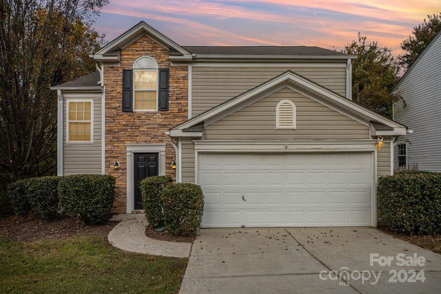 Discover the charm of this Highland Creek home, perfect for personalizing and making your own. Step inside to an inviting open floor plan, where the cozy living room with a fireplace seamlessly flows into the dining area and kitchen. The kitchen features stainless steel appliances, and a convenient half bath completes the main floor. Upstairs, relax in the spacious primary bedroom with a vaulted ceiling and a private ensuite with a separate shower and tub. Two additional bedrooms share a full bath. Relax outside in the fenced backyard with an extended patio; a wooded creek on one side provides extra privacy. Enjoy Highland Creek’s outstanding amenities, including four pools, playgrounds, sports courts, a sports club, walking trails, and more. The ideal location, just minutes from grocery stores, Concord Mills, and easy access to 485. This home combines convenience with a peaceful community setting. Don’t miss your chance to see this fantastic home!