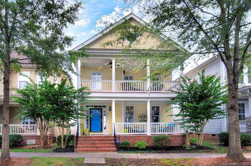 Gorgeous Charleston style home in award winning Ardrey Kell schools area.  Close proximity to dining shopping & walking trails.  Great outdoor space w/ private fenced yard, 2 car garage, 2 covered porches, hardwoods throughout main floor, decorative moldings, granite counter tops, stainless steel appliances, double oven, open floor plan, gas log fireplace in GR, built-in bookcases in lg study, walk-in master closet with organizer, dbl sinks vanity.  This beautiful home is not one to miss!!