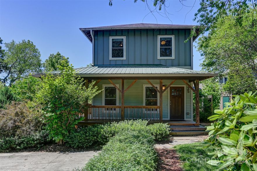 ACCEPTING BACKUP OFFERS! Welcome to 25 Brotherton Ave, a beautifully maintained single-family home built in 2009, located in vibrant West Asheville. This sustainable green-built residence offers 1,428 square feet of comfortable living space, perfectly designed for modern living. Native and mature landscaping offers a serene setting.
Open-concept design with 9-foot ceilings that maximize space and light. Light-filled primary bedroom with ensuite bathroom. Large screened back porch and inviting covered front porch for indoor-outdoor enjoyment.
Solar panels for hot water and heating boost, ensuring eco-friendliness and cost savings. Low-e windows. High efficiency heat pump. Isynene insulation. Energy Star appliances. Reverse osmosis water system. Rain barrels and vegetable garden.
Durable Hardiboard siding for low maintenance. 18 inch roof overhangs.
This home is minutes from local shops, restaurants, parks, and schools. Don’t miss the chance to own this charming and modern home.