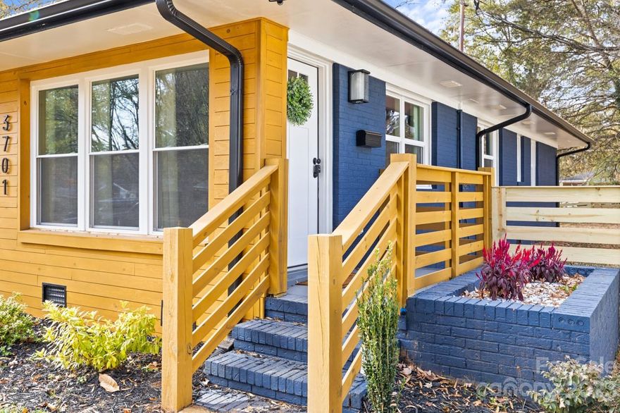 Centrally located in Charlotte. Brick ranch home situated at corner lot with fenced yard. Fully renovated with many upgrades including new water heater, energy-efficient windows, new roof, new HVAC system, accent wood sidings, new custom kitchen cabinetry, with quartz countertop with waterfall island and custom backsplash tile, primary bedroom with walk-in closet and primary bathroom, all bathrooms has custom tile features, all-new modern hardware and light fixtures, neutral paint, flex room can be used as office or man-cave, craft-room or media room. Living room is full of lights with many windows and accent wall. Real oak hardwood floor throughout the house  and Luxury vinyl plank in flex room. New stainless steel appliances including drawer microwave, flat top range, dishwasher and refrigerator. This home showcases how thoughtful design, efficient use of space, and a touch of creativity can result in a charming and comfortable living space. No HOA! Qualifies for 100% financing