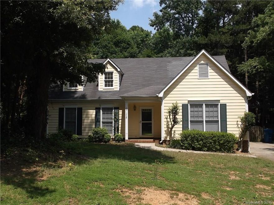Awesome 1.5 story  Cape style home  in the Heathers in Matthews ! Location, location, lives large and all furnishings are negotiable! Living room w/fireplace,  Master bedroom down , walk in attic storage, wonderful large  screened in porch with fenced park like yard! Utility room off kitchen, washer /dryer and appliances all included . Close to it all, schools, shopping , 485 ! Side porch also!  Includes home warranty with accepted offer!