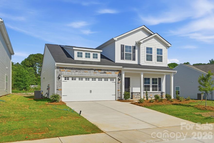 This spacious five-bedroom, two-story home offers a thoughtfully designed layout with the primary suite conveniently located on the main level. Upstairs, you’ll find four additional bedrooms, each with its own walk-in closet, and a shared well-appointed full bath. Just off the foyer, a flex room provides the perfect space for a home office. The open-concept kitchen, casual dining area, and family room create an inviting space ideal for everyday living and entertaining—with the option to expand outdoors with a rear covered porch. The primary suite features an optional vaulted ceiling, private bath, and generous walk-in closet. 
closing cost incentives with our preferred lender.