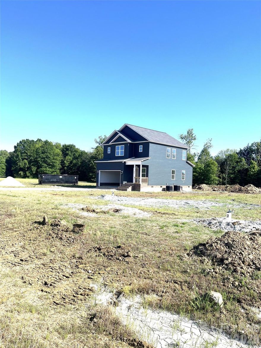 New construction sitting on an acre of level land. This is a two story home with all of the bedrooms upstairs. Downstairs there is an open floor plan with a kitchen, breakfast area, living room, office and a half bath.
LVP flooring throughout with carpet on the stairs. Granite countertops are included. House should be complete around the middle of May.